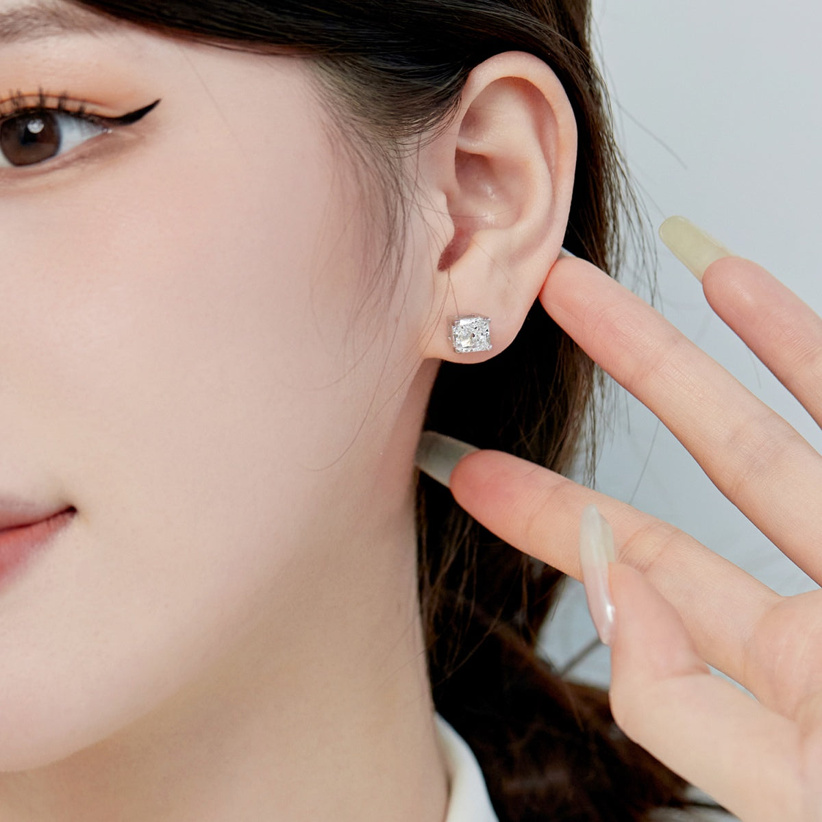 [Aurelle Style]1.0 Carat Radiant Princess Cut Wedding Earrings