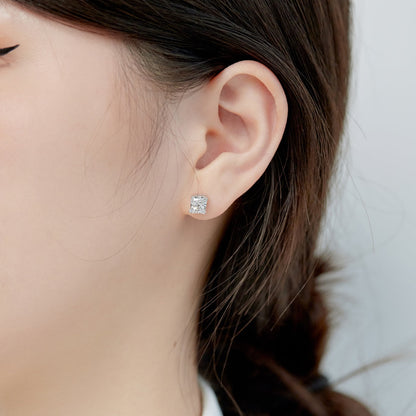 [Aurelle Style]1.0 Carat Radiant Princess Cut Wedding Earrings