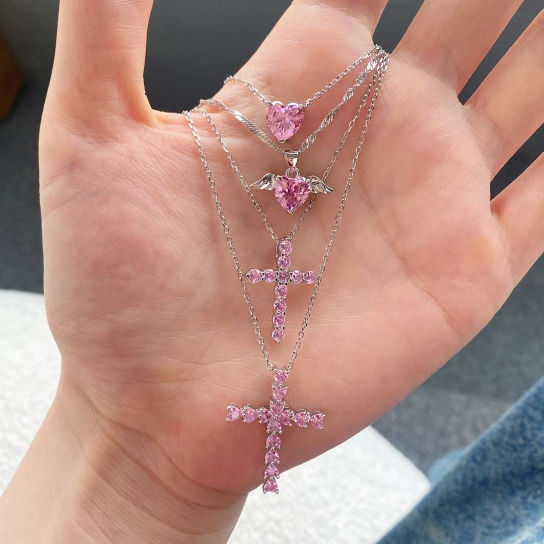 [Aurelle Style]Heart Shape Main Stone Pendant Collarbone Necklace