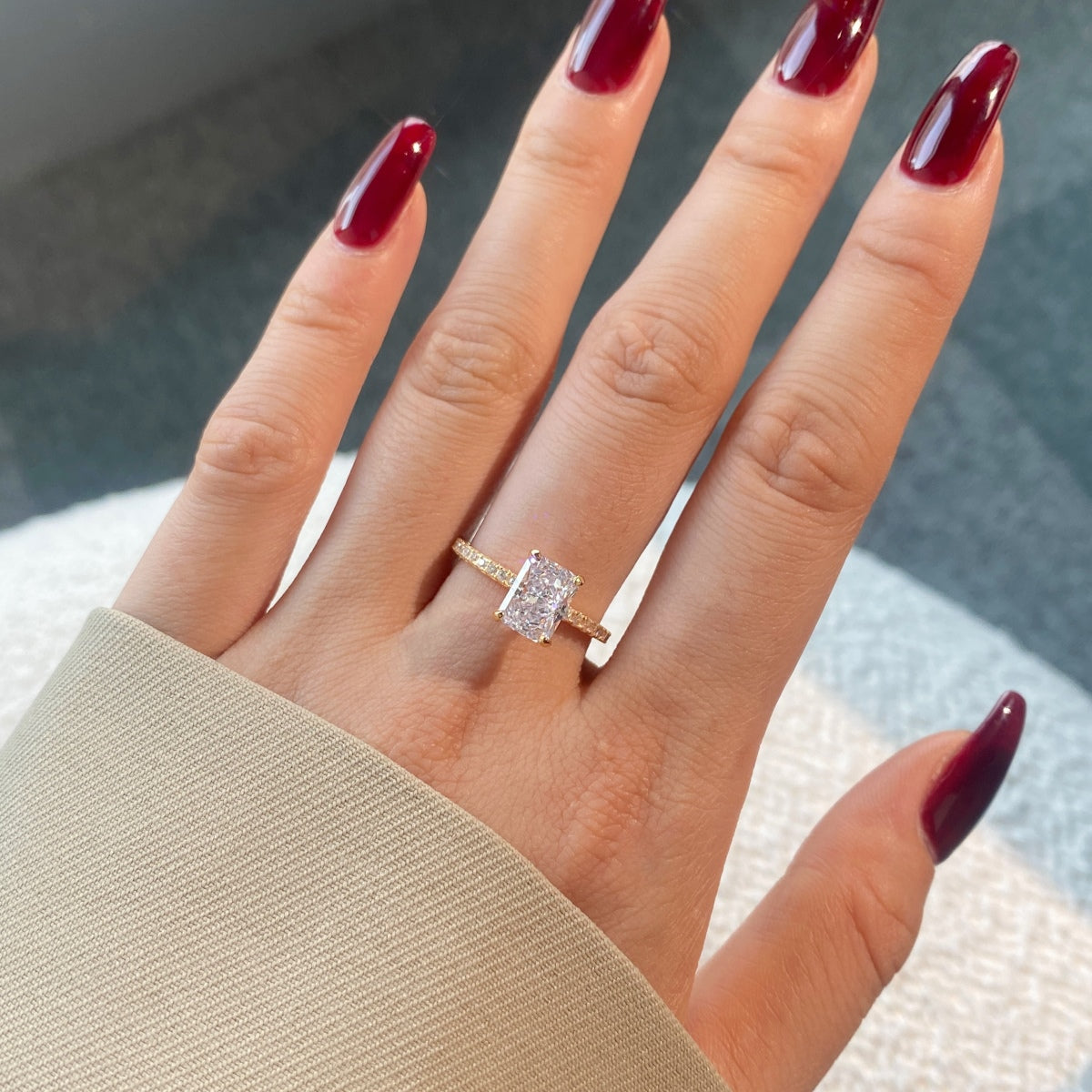 [Aurelle Style]2.0 Carat Dazzling Sparkling Radiant Cut Party Ring