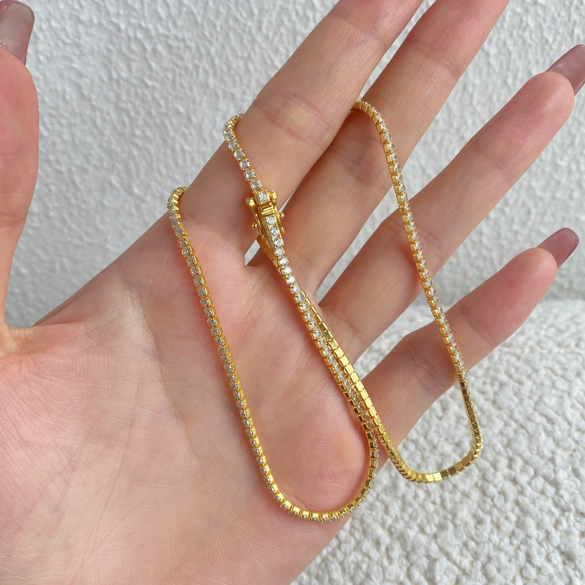 [Aurelle Style]Delicate Round Shape Tennis Necklace