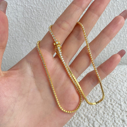 [Aurelle Style]Delicate Round Shape Tennis Necklace