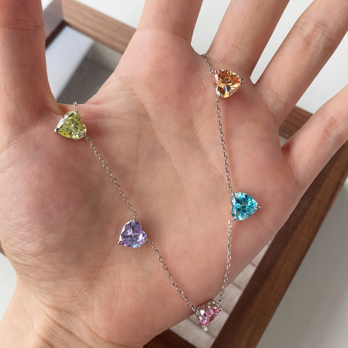 [Aurelle Style]Sparkling Colorful Heart Cut Necklace