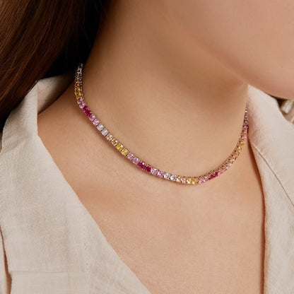 [Aurelle Style]Delicate Colorful Tennis Necklace