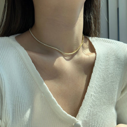 [Aurelle Style]Delicate Round Shape Tennis Necklace