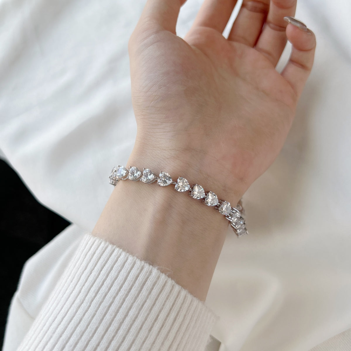 [Aurelle Style]0.75 Carat Elegant Romantic Heart Shape Lover Bracelet