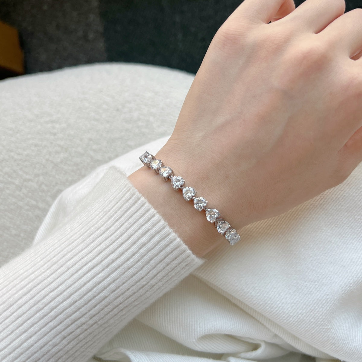 [Aurelle Style]0.75 Carat Elegant Romantic Heart Shape Lover Bracelet