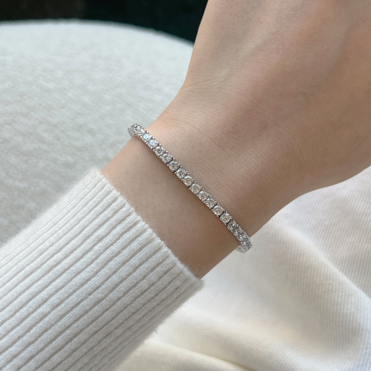 [Aurelle Style]Dainty Charming Round Cut Tennis Bracelet