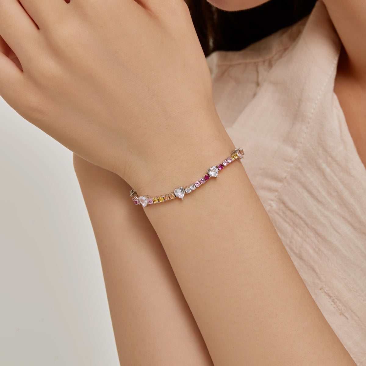 [Aurelle Style]Romantic Heart Shape Round Cut Lover Bracelet
