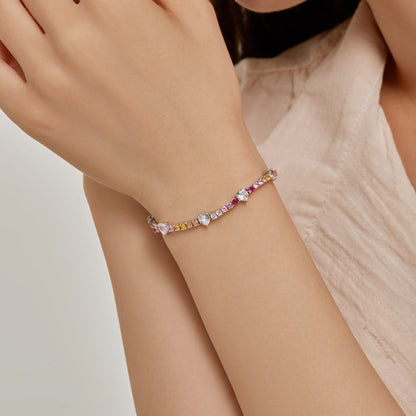 [Aurelle Style]Romantic Heart Shape Round Cut Lover Bracelet
