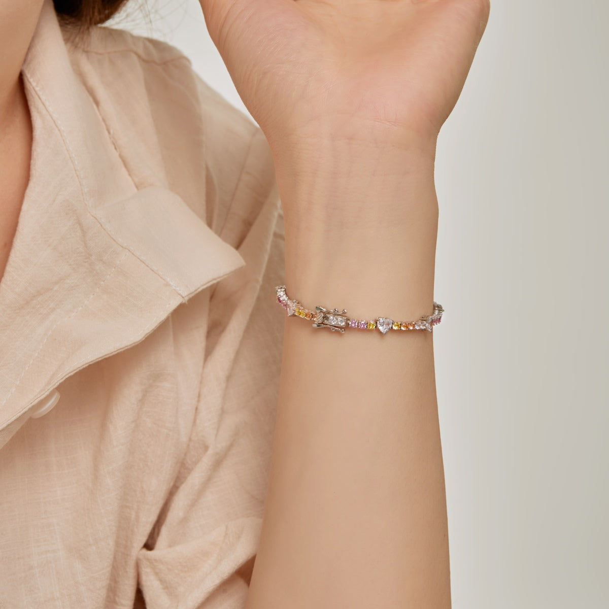 [Aurelle Style]Romantic Heart Shape Round Cut Lover Bracelet