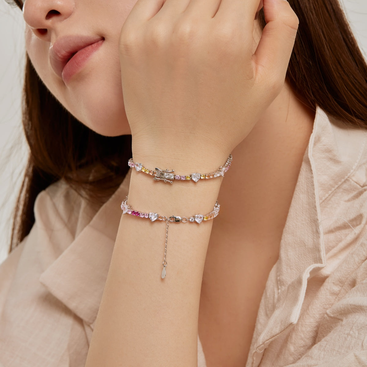 [Aurelle Style]Romantic Heart Shape Round Cut Lover Bracelet