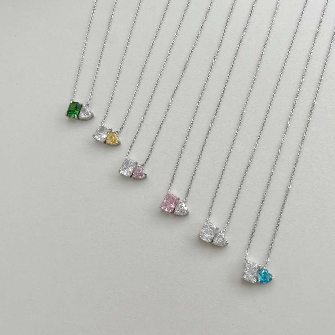 [Aurelle Style]Dazzling Square & Heart Shape Necklace