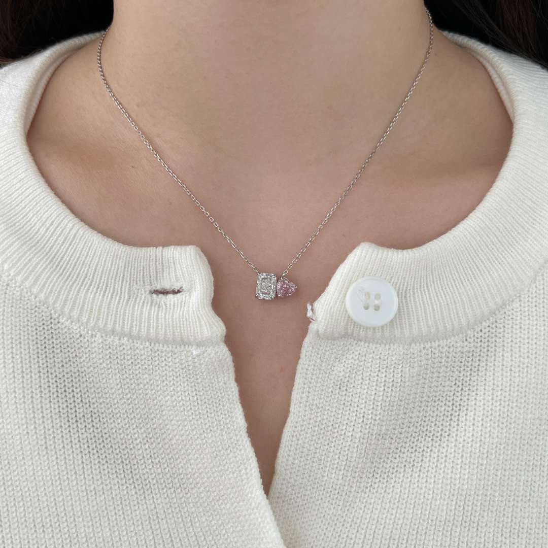 [Aurelle Style]Dazzling Square & Heart Shape Necklace