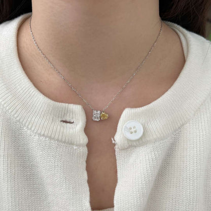 [Aurelle Style]Dazzling Square & Heart Shape Necklace