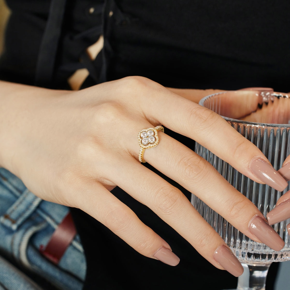 [Aurelle Style]Four Leaf Clover Flower Design Ring
