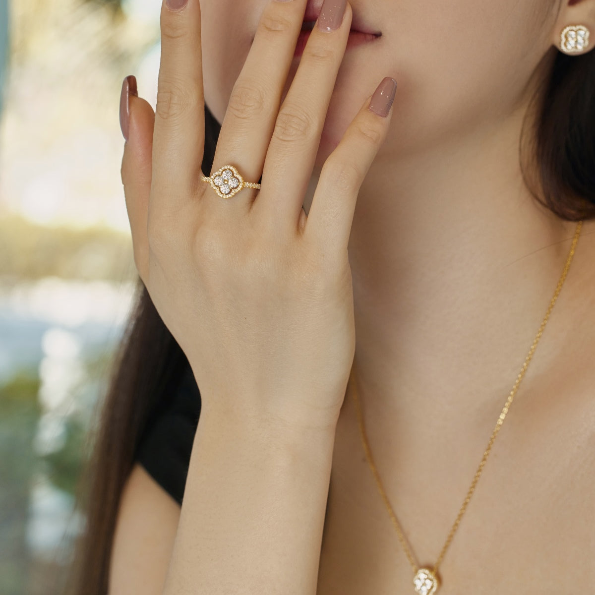 [Aurelle Style]Four Leaf Clover Flower Design Ring