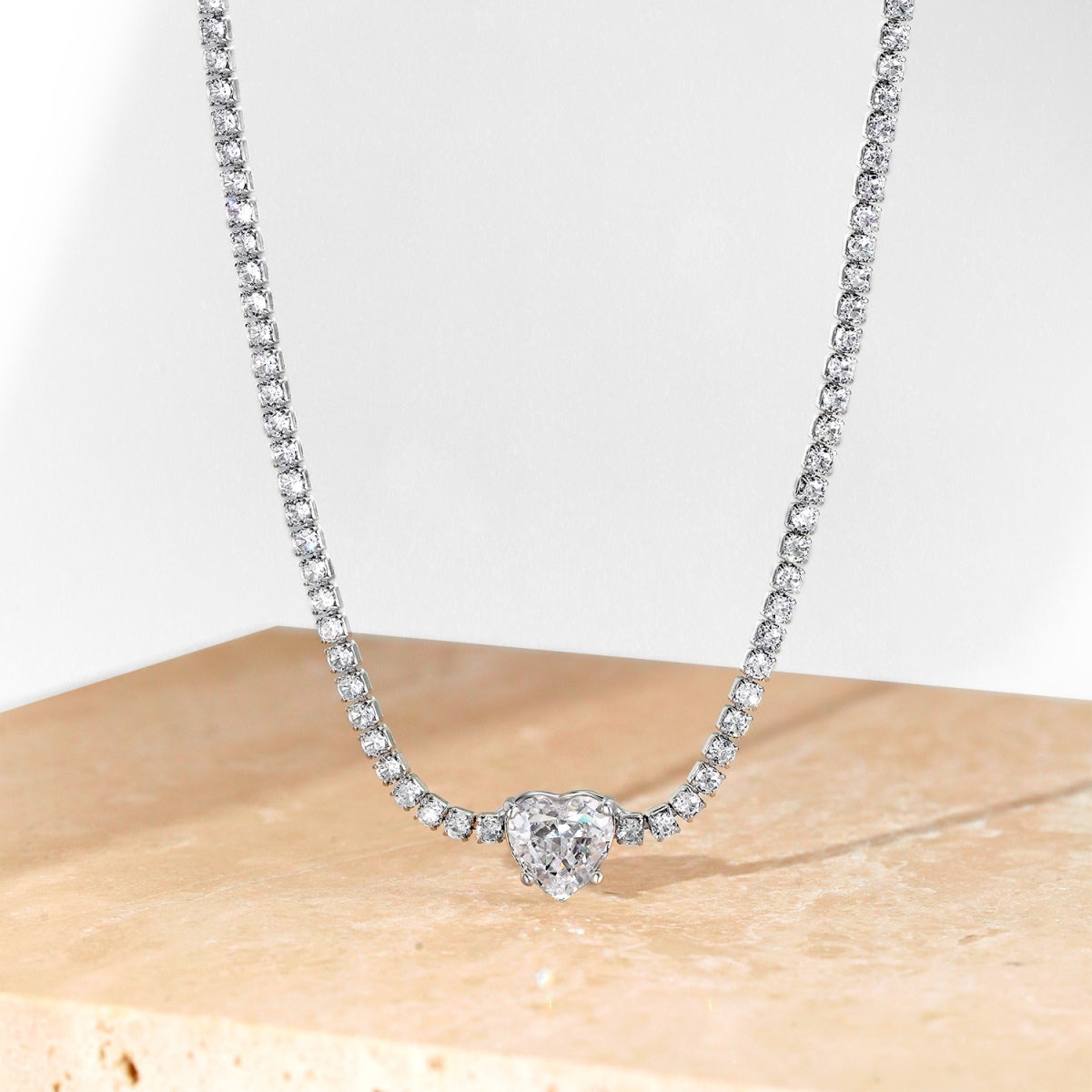 [Aurelle Style]2.0 Carat Sparkling Tennis Heart Cut Necklace