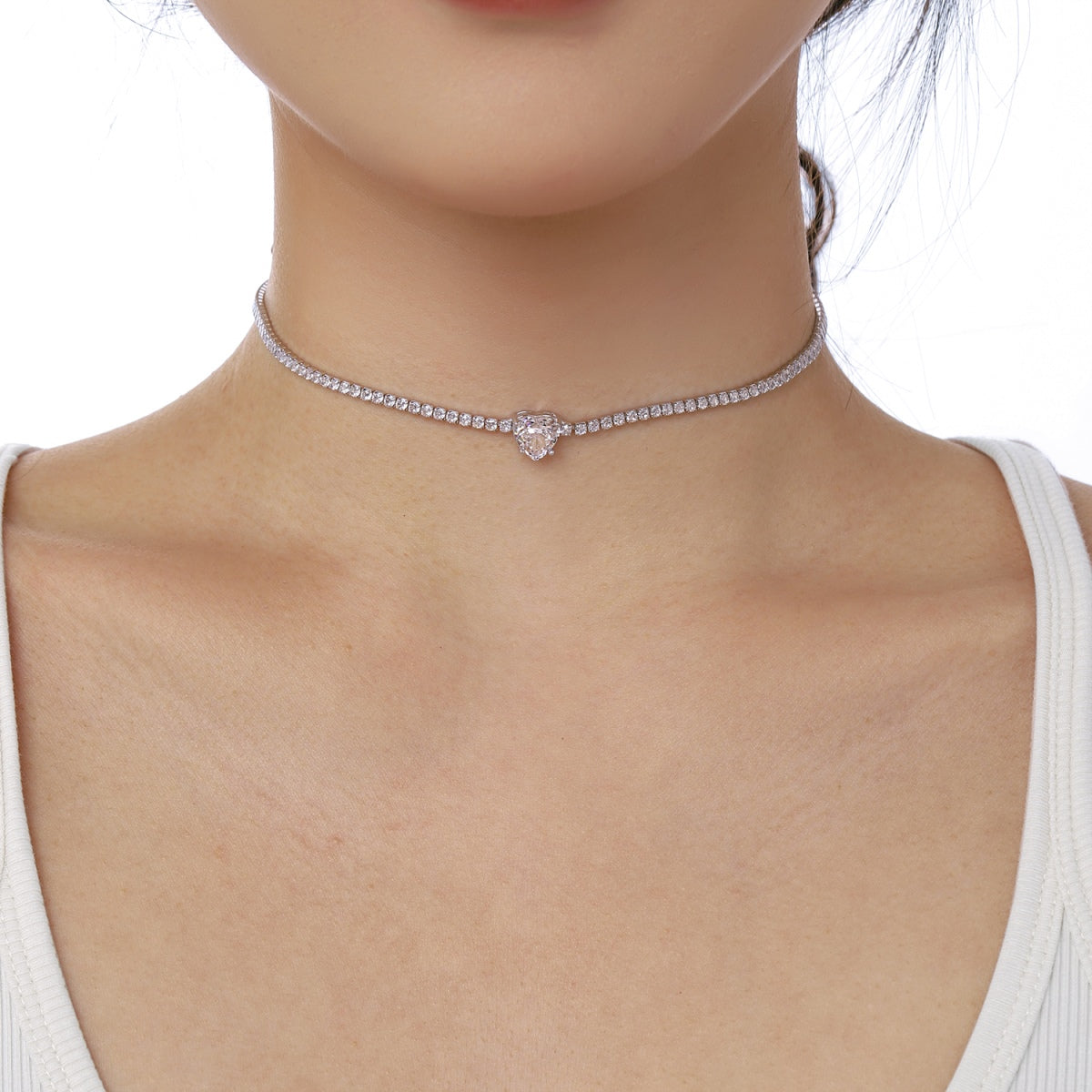 [Aurelle Style]2.0 Carat Sparkling Tennis Heart Cut Necklace