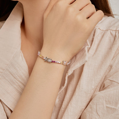 [Aurelle Style]Ornate Colorful Butterfly Shape Round Cut Daily Bracelet