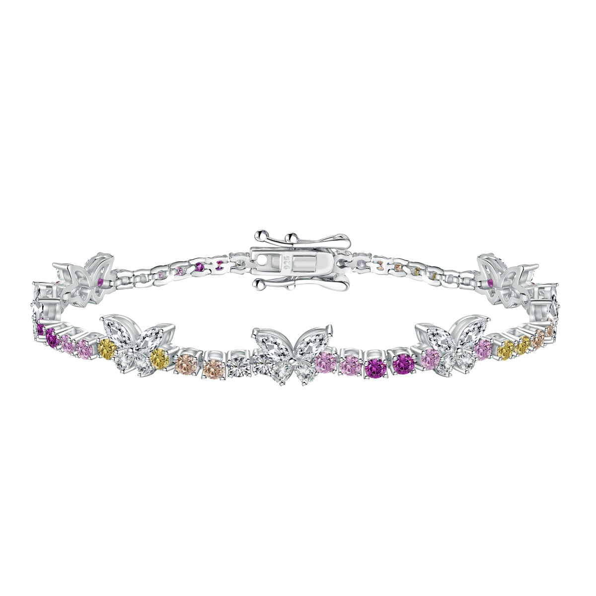 [Aurelle Style]Ornate Colorful Butterfly Shape Round Cut Daily Bracelet
