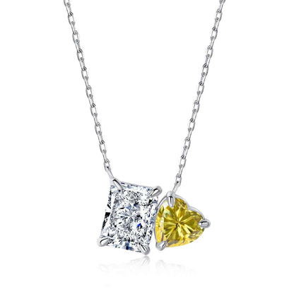 [Aurelle Style]Dazzling Square & Heart Shape Necklace