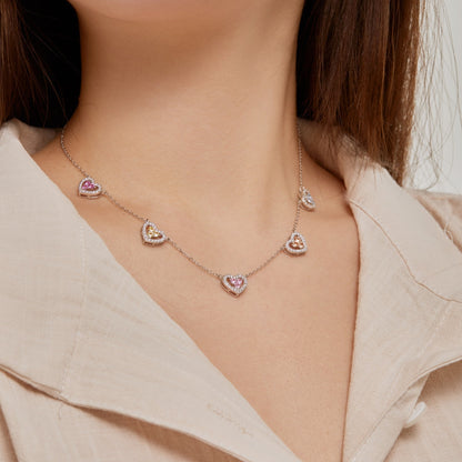 [Aurelle Style]Sparkling Five Heart Necklace
