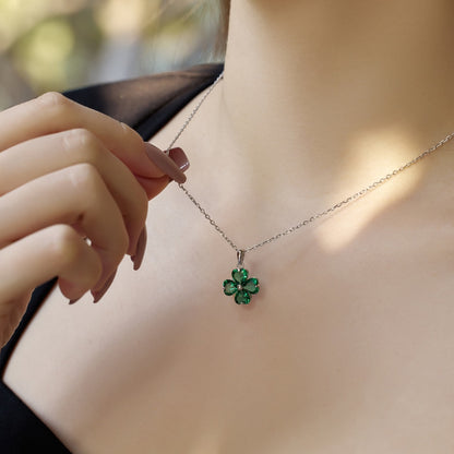 [Aurelle Style]Heart-Shaped Four-Leaf Clover Bead Necklace