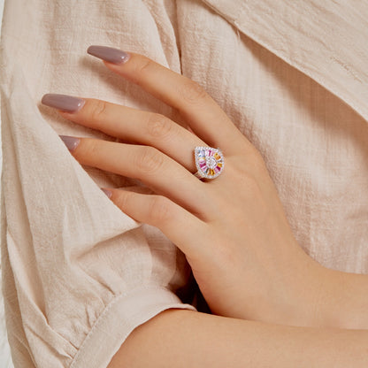 [Aurelle Style]Elegant Colorful Water Drop Shape Banquet Ring