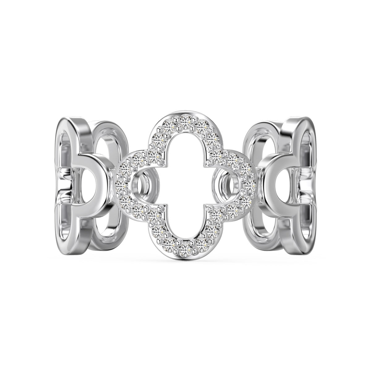 [Aurelle Style]Hollow Design Four-Leaf Clover Flower Shape Ring