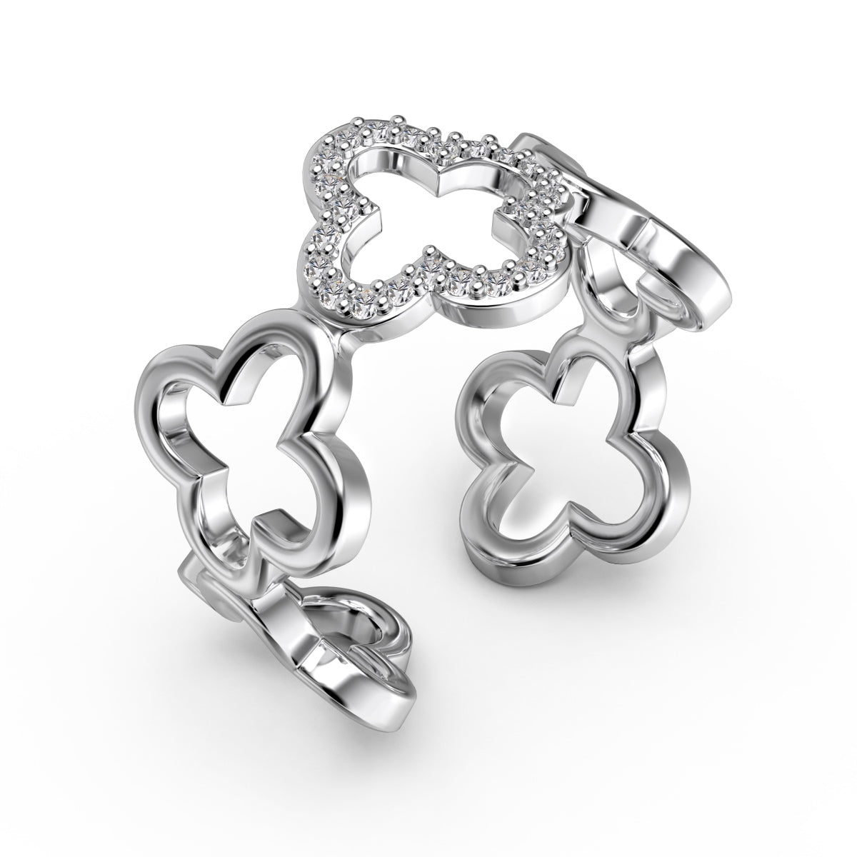 [Aurelle Style]Hollow Design Four-Leaf Clover Flower Shape Ring