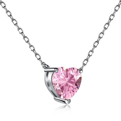 [Aurelle Style]Heart Shape Main Stone Pendant Collarbone Necklace