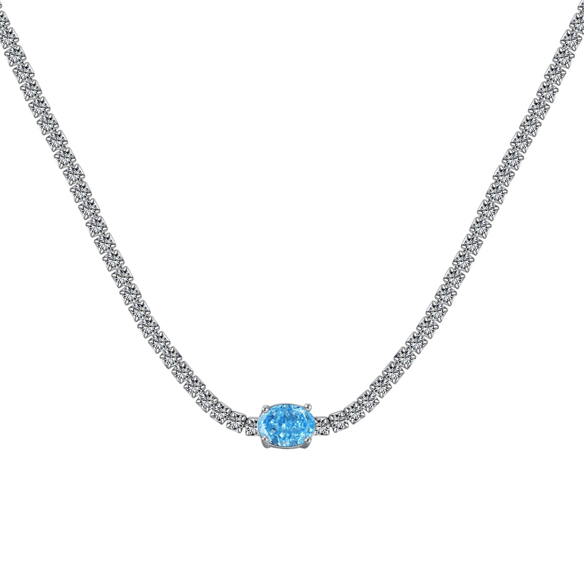 [Aurelle Style]1.0 Carat Shining Oval Cut Necklace