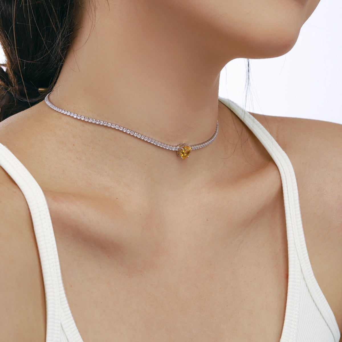 [Aurelle Style]2.0 Carat Sparkling Tennis Heart Cut Necklace