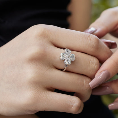 [Aurelle Style]Heart-shaped Four-Leaf Clover Ball Ring