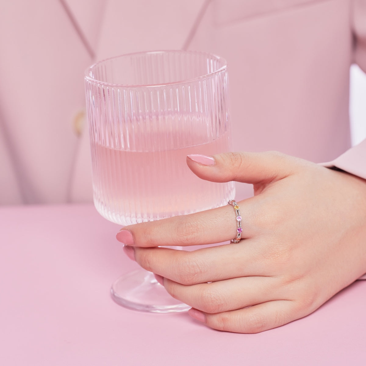 [Aurelle Style]Sparkling Colorful Round Cut Tennis Ring