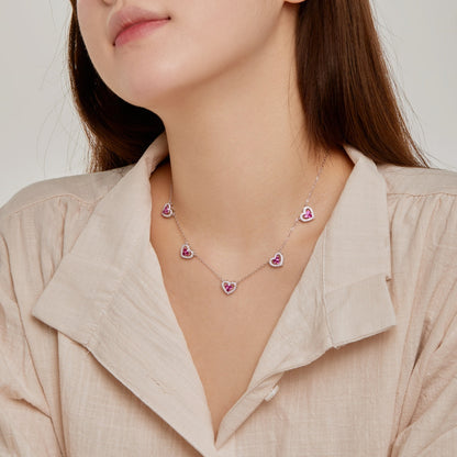 [Aurelle Style]Sparkling Five Heart Necklace