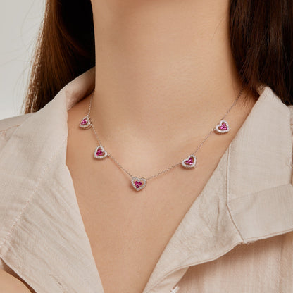[Aurelle Style]Sparkling Five Heart Necklace