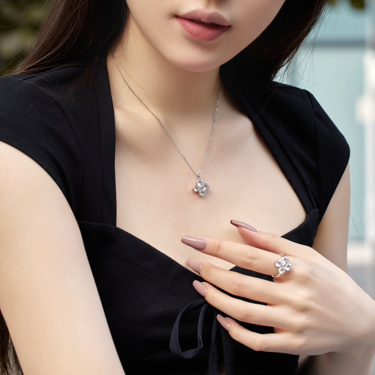 [Aurelle Style]Four-Leaf Clover And Eight-Pointed Star Necklace