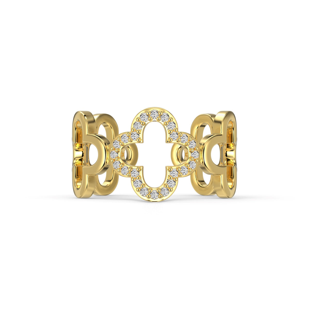 [Aurelle Style]Hollow Design Four-Leaf Clover Flower Shape Ring