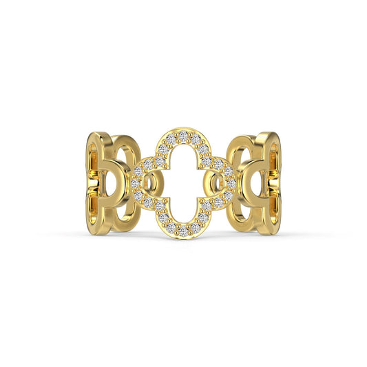 [Aurelle Style]Hollow Design Four-Leaf Clover Flower Shape Ring