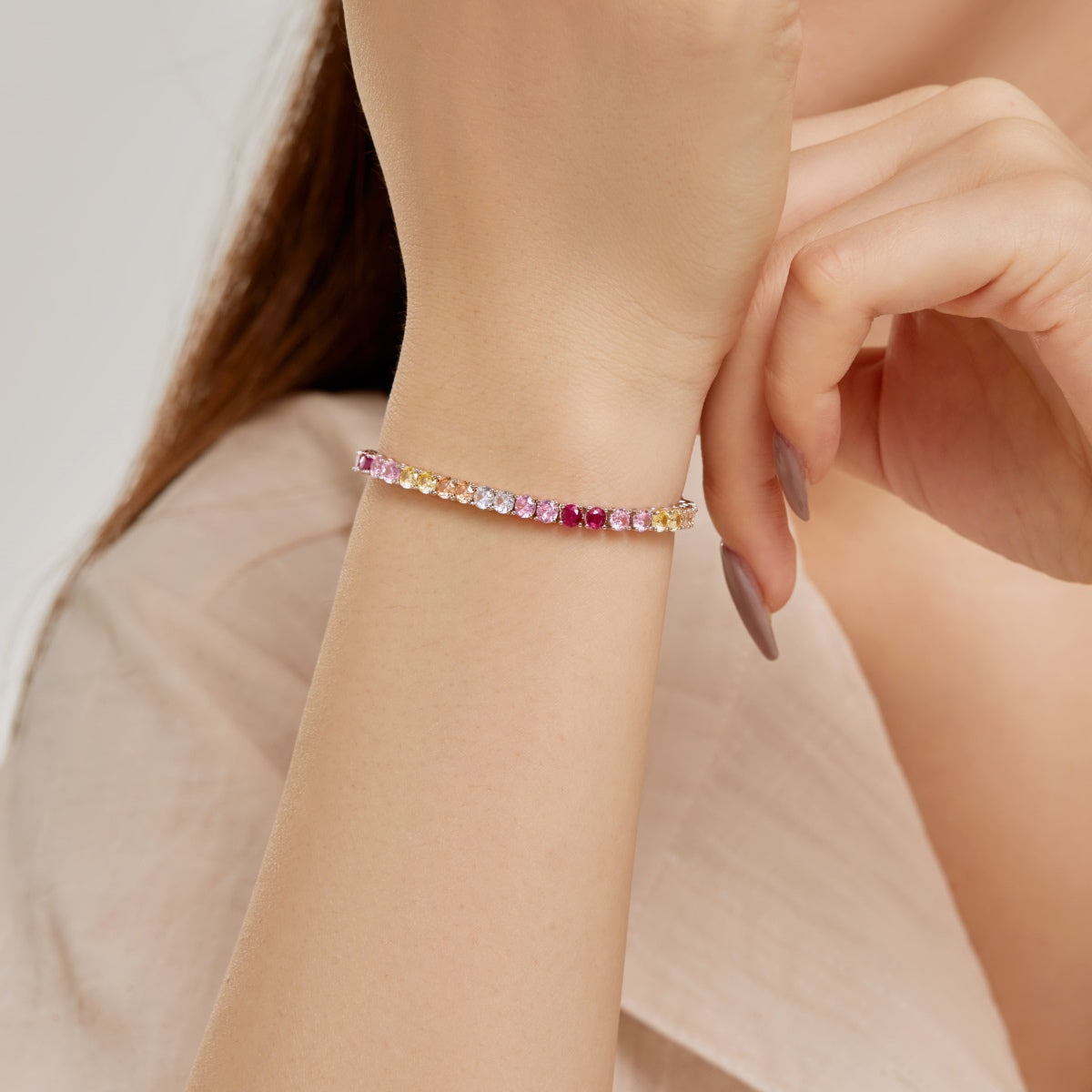 [Aurelle Style]Radiant Colorful Round Cut Tennis Bracelet