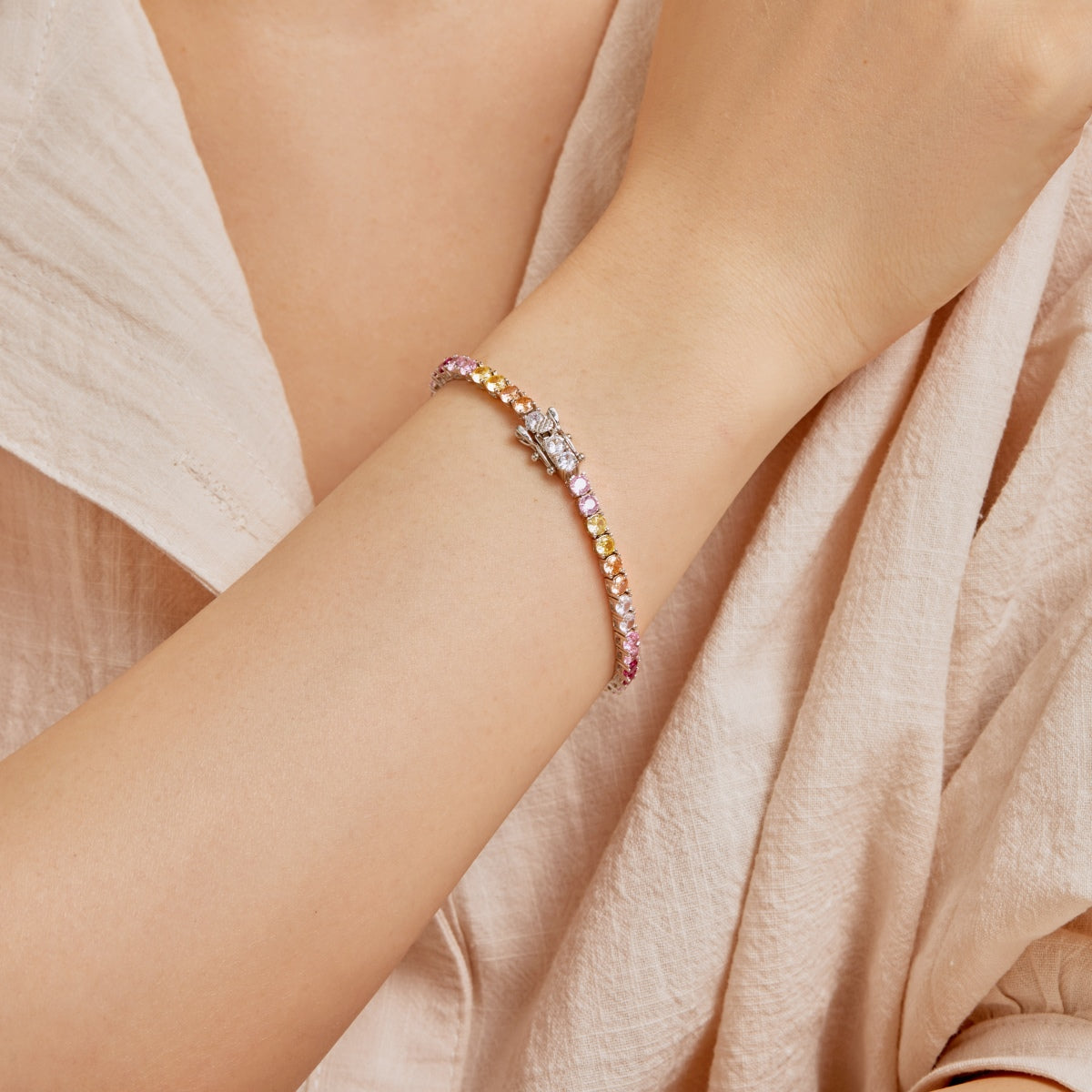 [Aurelle Style]Radiant Colorful Round Cut Tennis Bracelet