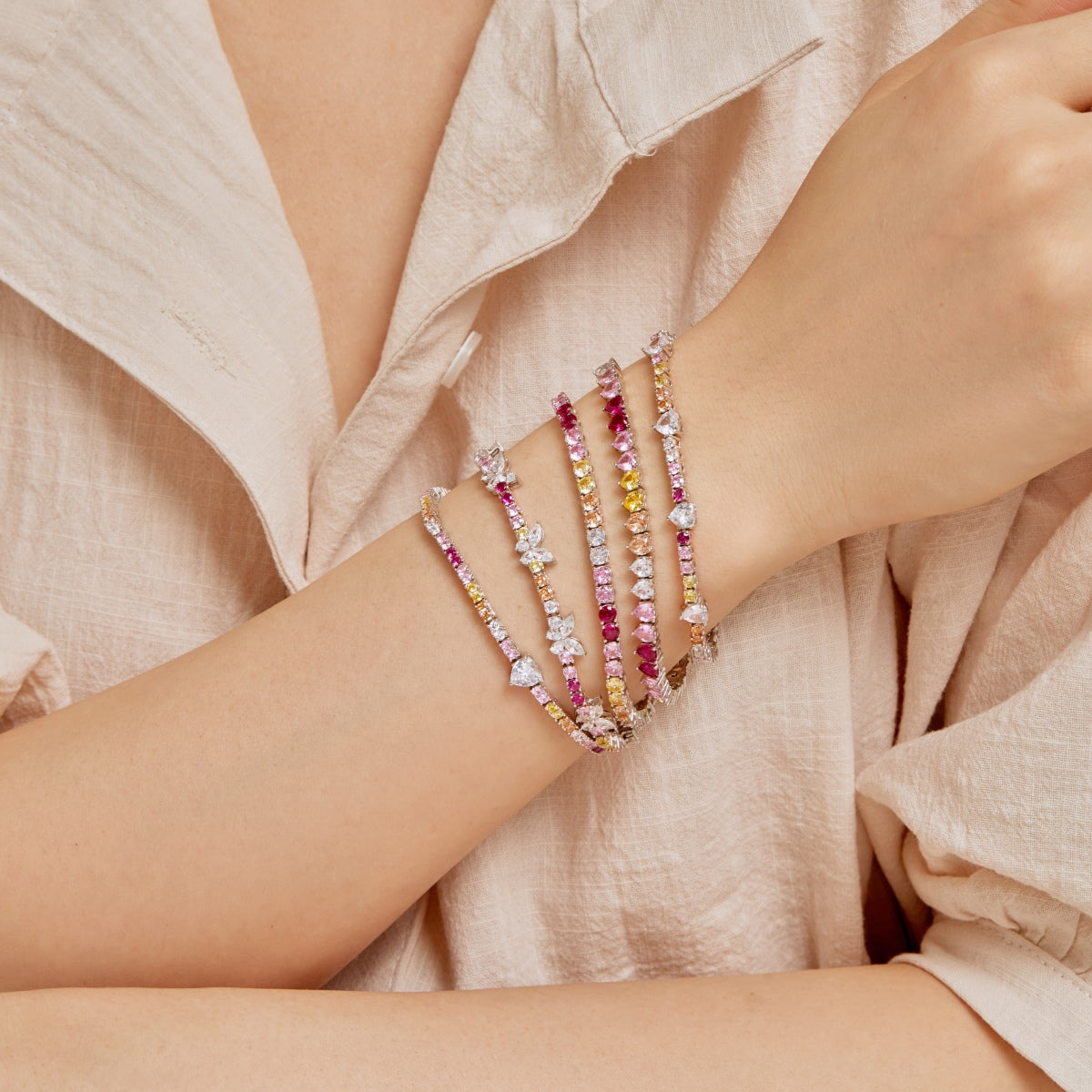 [Aurelle Style]Radiant Colorful Round Cut Tennis Bracelet