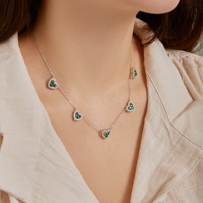 [Aurelle Style]Sparkling Five Heart Necklace