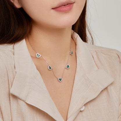 [Aurelle Style]Sparkling Five Heart Necklace