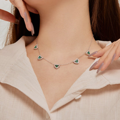[Aurelle Style]Sparkling Five Heart Necklace