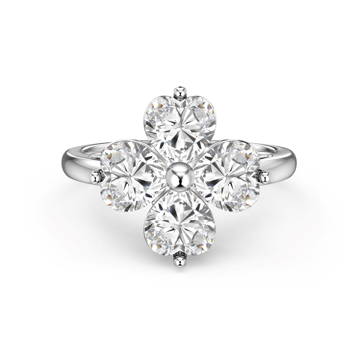 [Aurelle Style]Heart-shaped Four-Leaf Clover Ball Ring