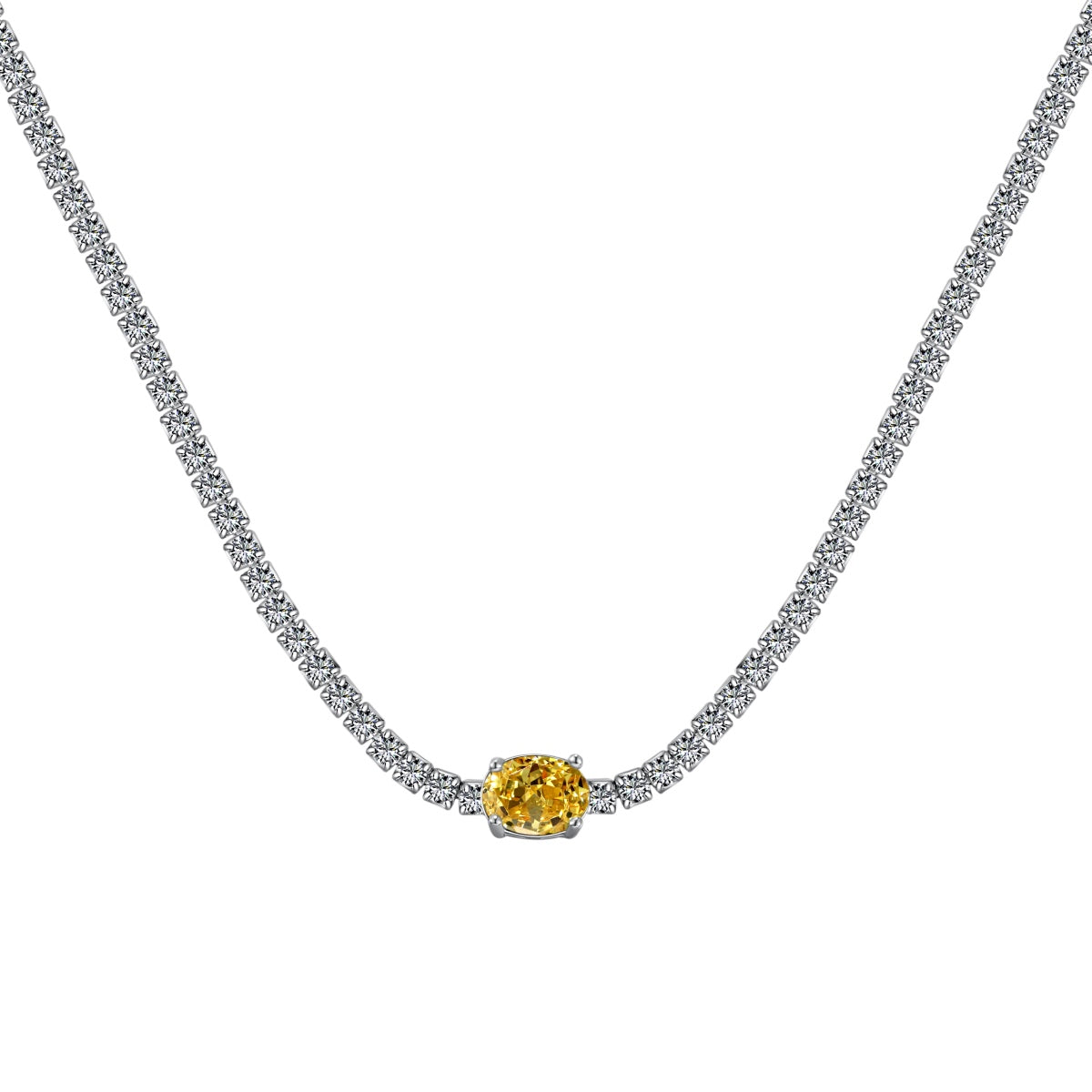 [Aurelle Style]1.0 Carat Shining Oval Cut Necklace