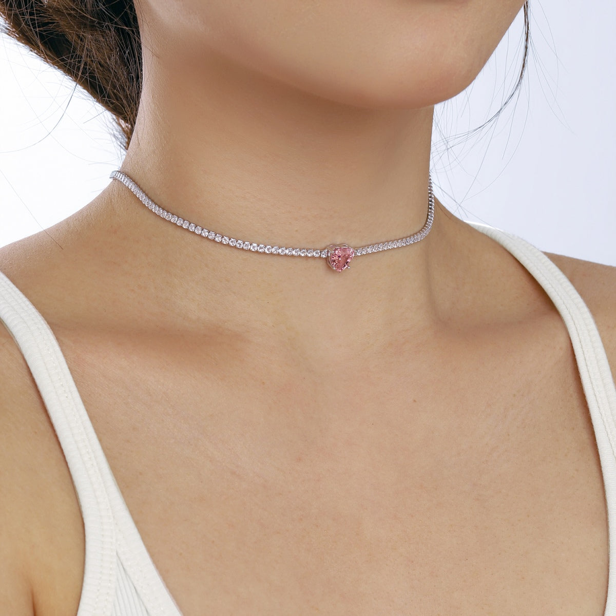 [Aurelle Style]2.0 Carat Sparkling Tennis Heart Cut Necklace